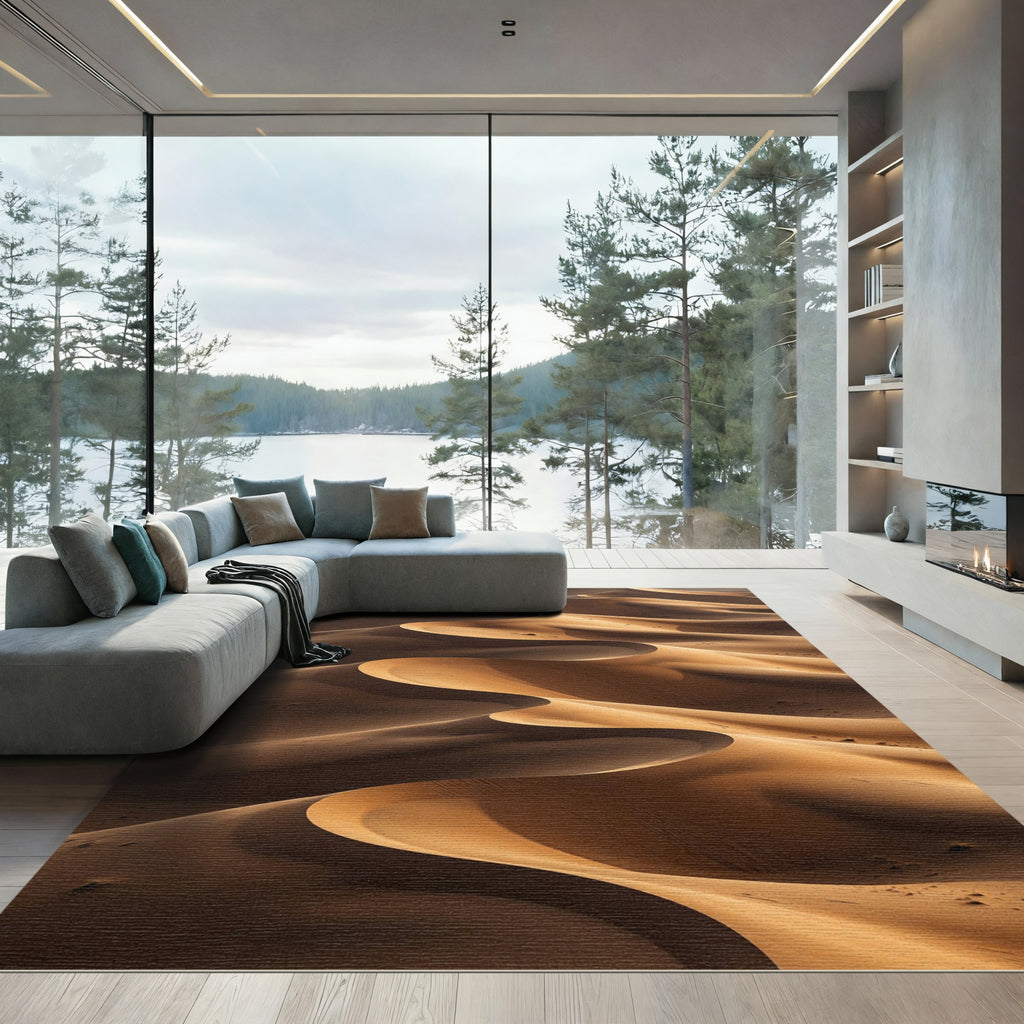Golden Sand Dune Waves Rug