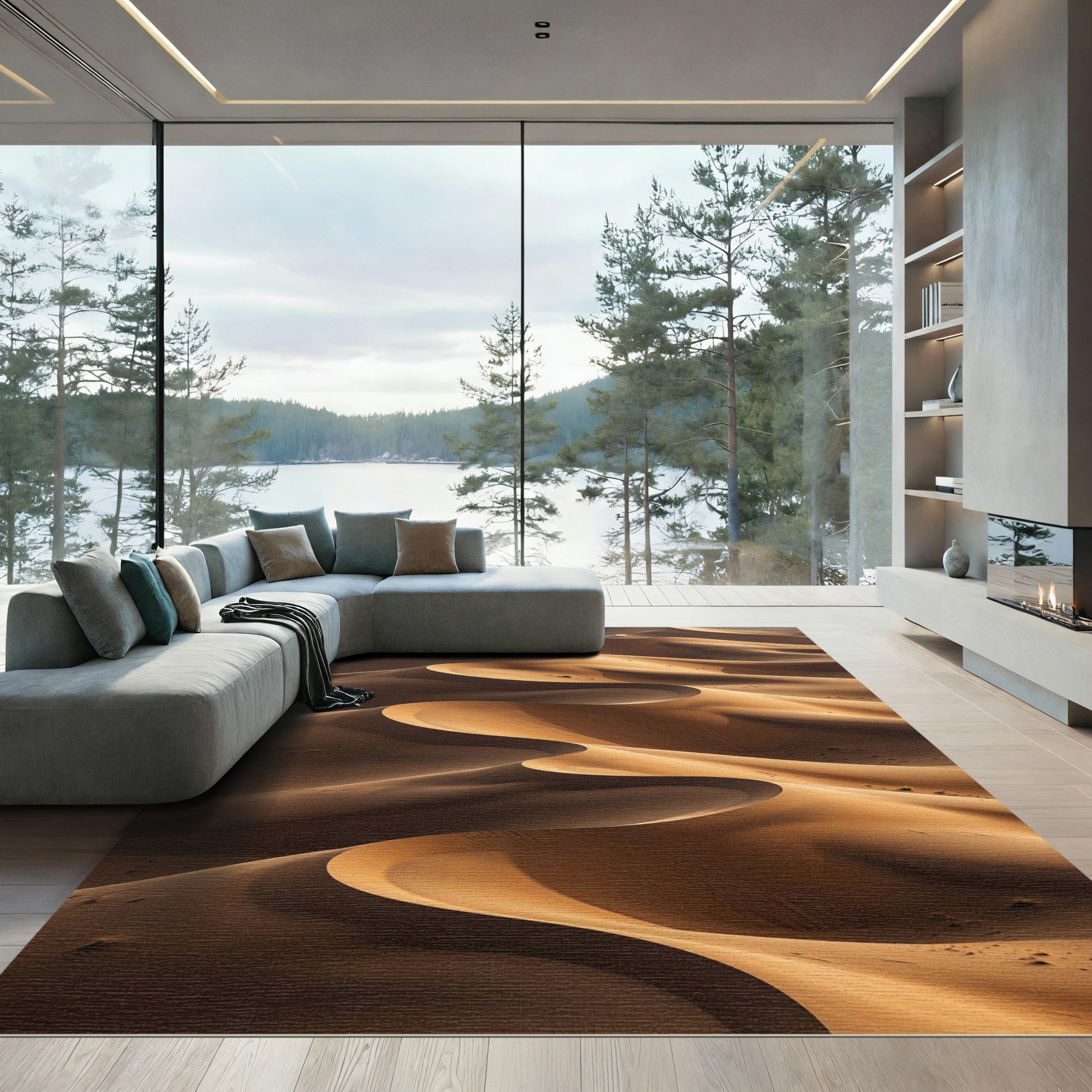Golden Sand Dune Waves Rug