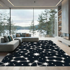 Celestial White Constellations Night Sky Rug