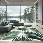 Lush Green Tropical Palm Leaves Rug