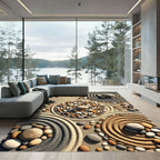 Zen Round Pebble Stone Earth Mosaic Rug