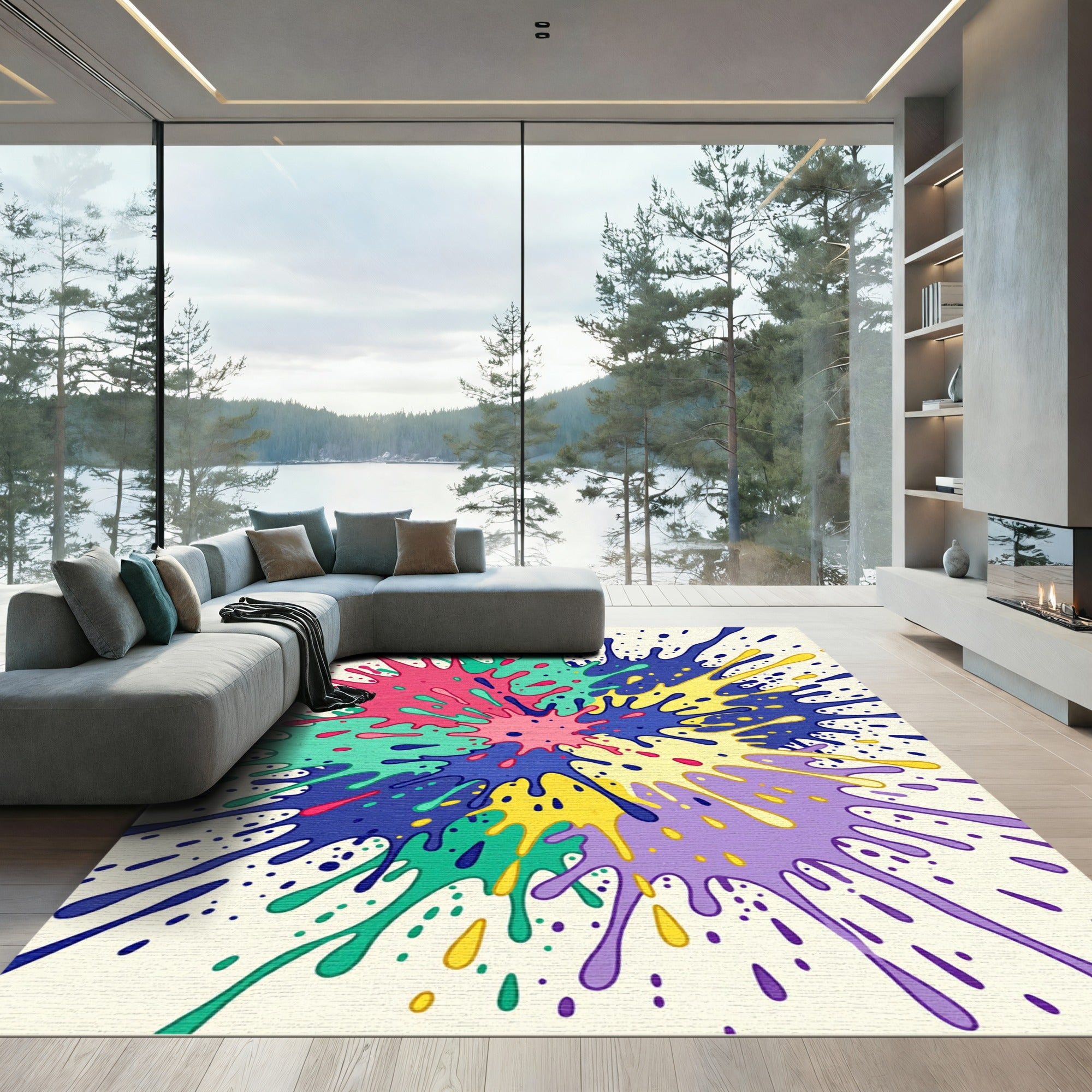 Vibrant Splatter Abstract Splash Rug