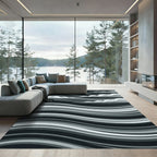 Monochromatic Swirling Clouds Horizon Rug
