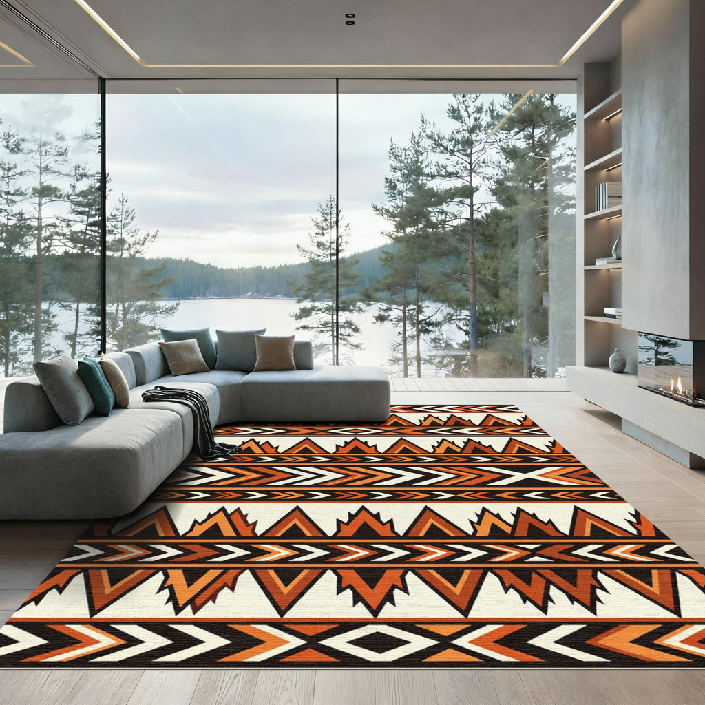 Bold Terracotta Southwestern Geometric Arrow Rug