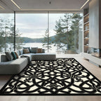 Monochrome Interwoven Gothic Scroll Black Ivory Rug