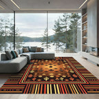 Southwestern Desert Sunset Pottery Cactus Tapestry Rug