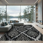 Monochromatic Paisley Ikat Texture Rug