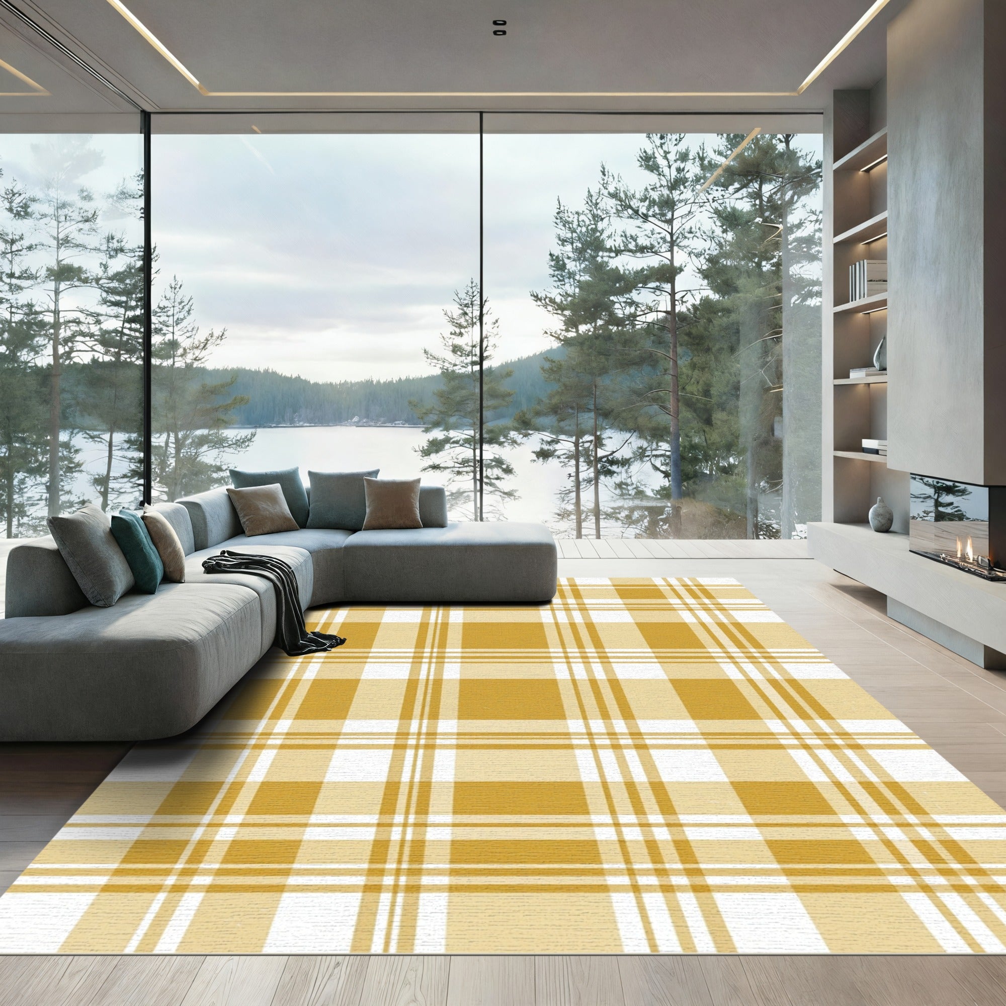 Golden Harvest Windowpane Plaid Rug