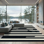 Minimalist Monochrome Geometric Linear Abstract Rug