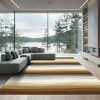 Earthy Brown Abstract Layered Stripes Rug