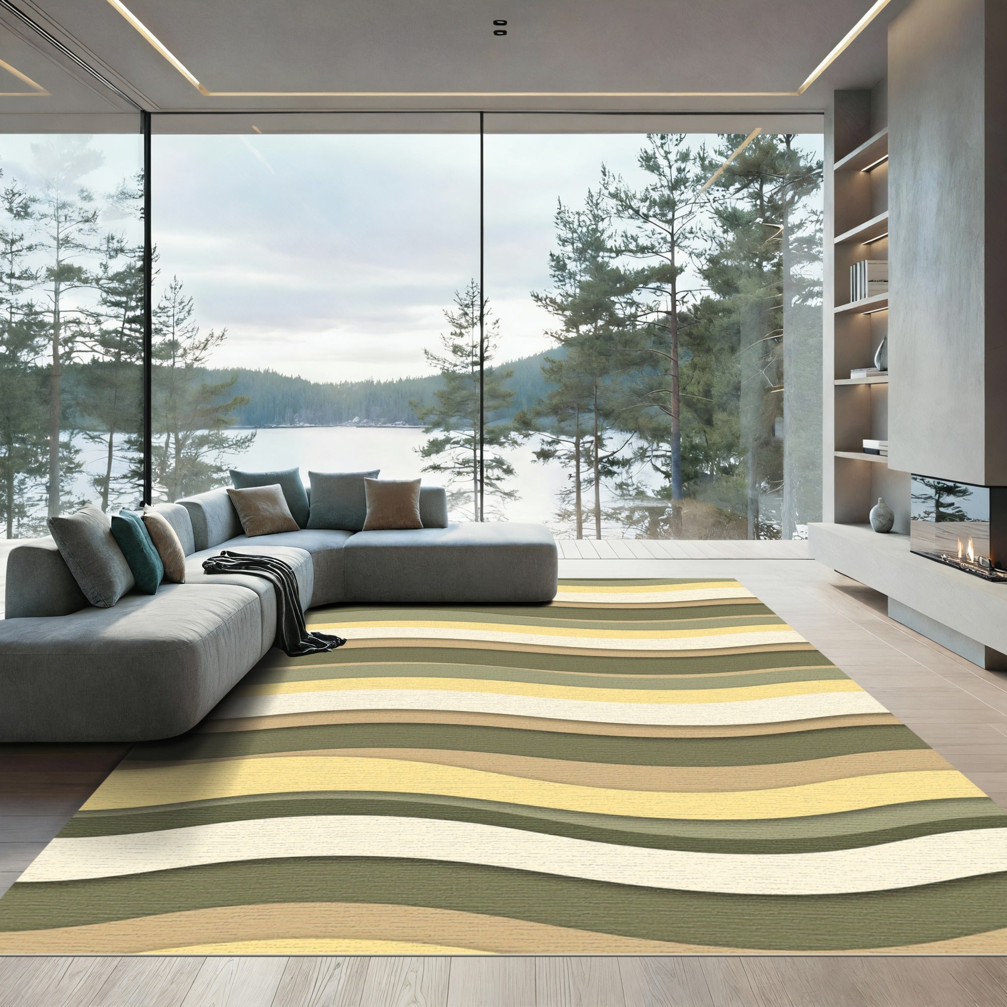 Earthy Tones Wavy Stripes Rug