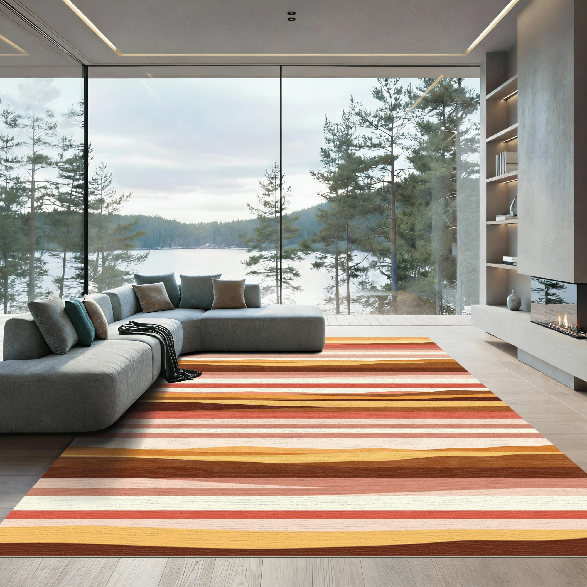 Earthy Sunset Horizon Stripe Rug