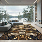 Glamorous Gold Fan Accordion Arrangement Rug