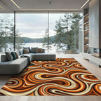 Golden Serpentine Swirl Earth Tone Area Rug