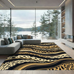 Bold Leopard Graphic Wavy Stripes Rug