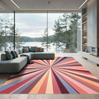Retro Sunburst Radiating Lines Rug