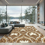 Ornate Golden Arabesque Scroll Rug