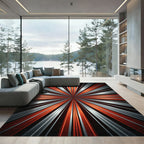 Fiery Orange Silver Sunburst Rug
