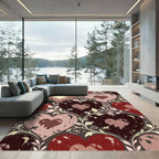 Distressed Romantic Heart Floral Scroll Rug