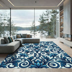 Deep Teal Floral Scrollwork Rug