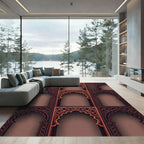 Elegant Ornate Bronze Archway Grid Rug