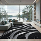 Modern Gray Swirl Brushstroke Rug
