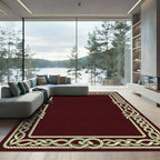 Cream Rope Border Burgundy Foulard Rug