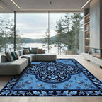Vibrant Cobalt Floral Medallion Rug