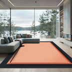 Salmon Pink Geometric Frame Rug