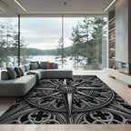 Gothic Silver Compass Star Medallion Rug