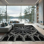 Monochromatic Gothic Starburst Window Medallion Rug