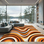 Earthy Retro Wave Abstract Rug
