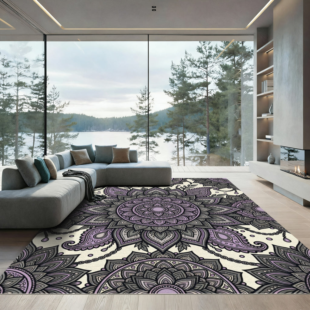 Lavender Mandala Paisley Chain Art Rug