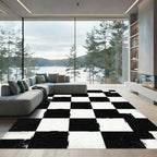 Bold Black and White Checkered Square Art Rug