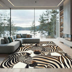 Monochrome Zebra Stripe Animal Illustration Rug