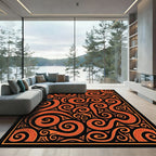 Orange Serpent Swirl Abstract Composition Rug