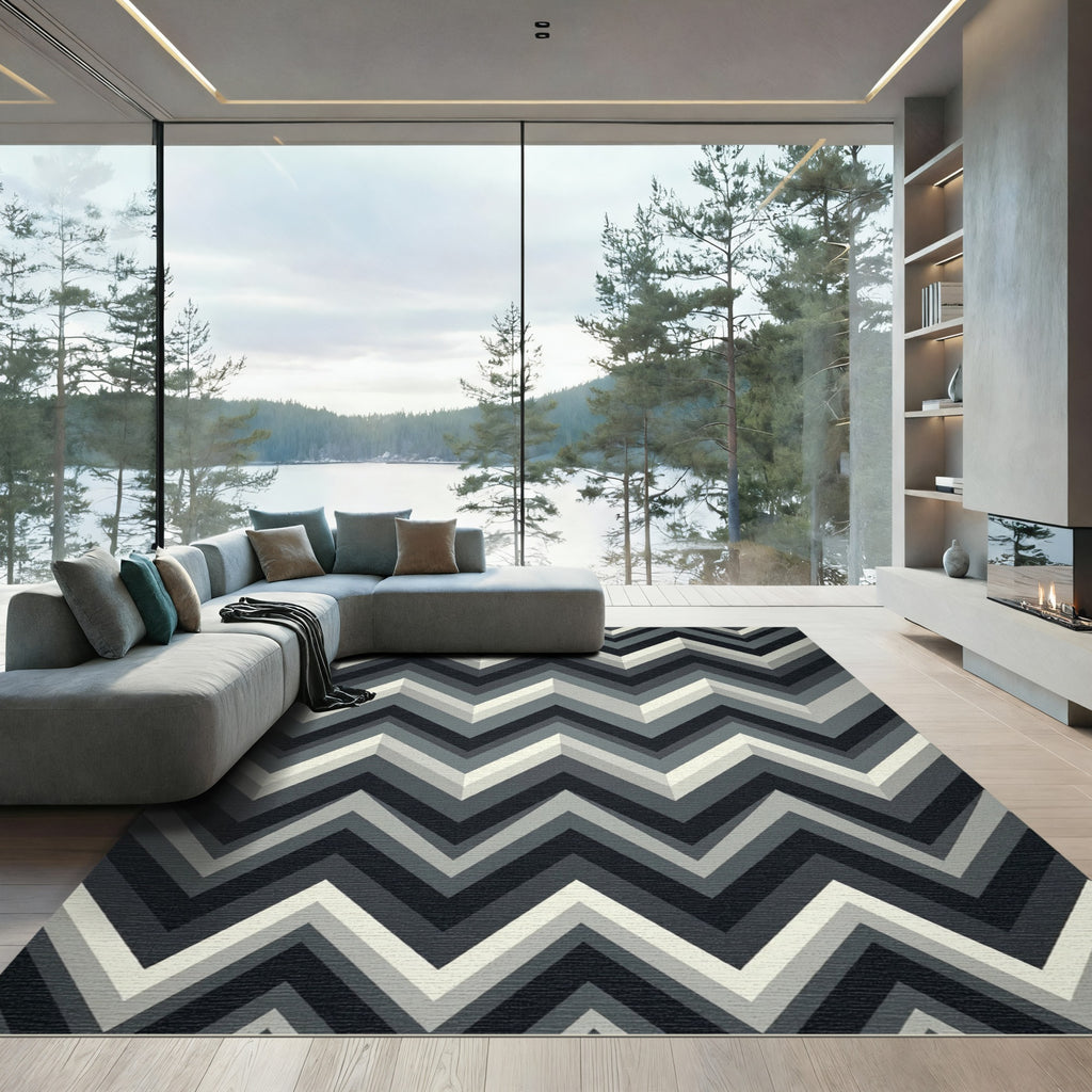 Monochromatic Chevron Gradient Effect Rug
