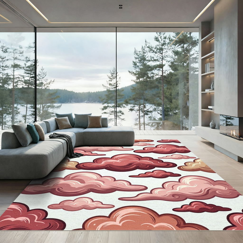 Crimson Rose Cloudscape Arrangement Rug