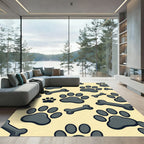 Playful Cream and Charcoal Paw Bones Rug
