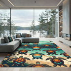 Tropical Sunset Sea Turtle Coastal Art Rug