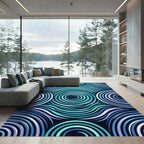 Aqua Teal Swirling Circles Rug