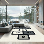 Minimalist Monochrome Geometric Hopscotch Grid Rug