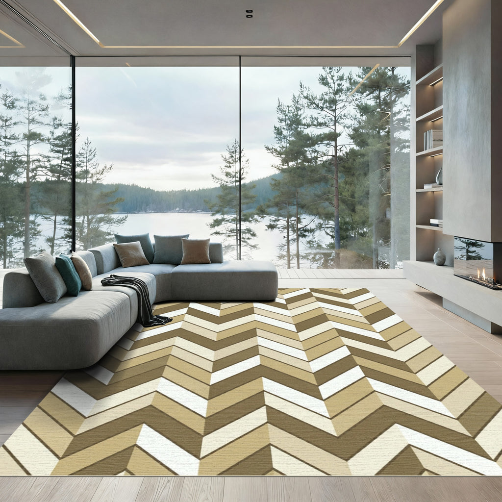Earthy Tones Chevron Geometric Rug
