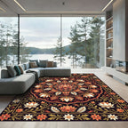 Intricate Orange Crimson Lotus Mandala Rug