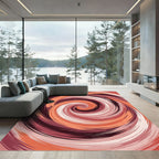 Crimson Swirl Abstract Brushstroke Rug