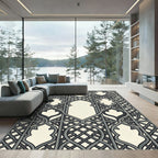 Gray Quatrefoil Lattice Arch Rug