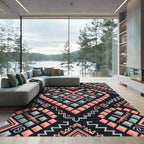 Geometric Heart Aztec Pink Gray Rug