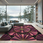 Art Deco Pink Purple Fan Medallion Rug