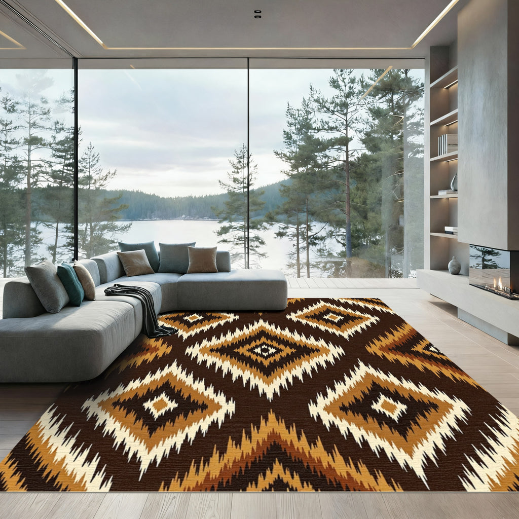 Earthy Diamond Zigzag Organic Rug