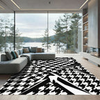 Bold Black and White Houndstooth Abstract Rug